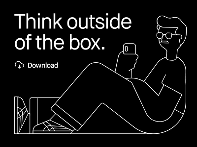 Think outside of the box black download flat illustration vector white