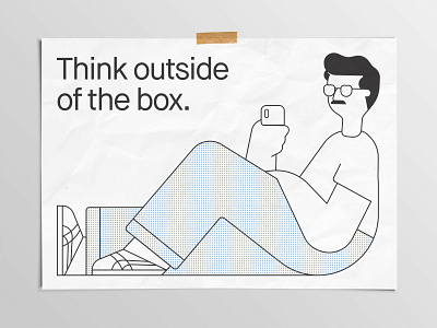 Think Outside Of The Box Print box character design illustration print riso risograph vector