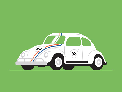 VW Beetle Herbie app car design flat herbie illustration movies print vector volkswagen