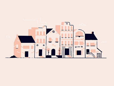 Looking for a nest branding city flat home house illustration town