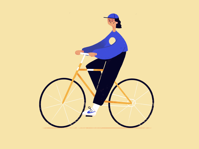 New Bike drawing flat cap character bicycle cycling bike illustration