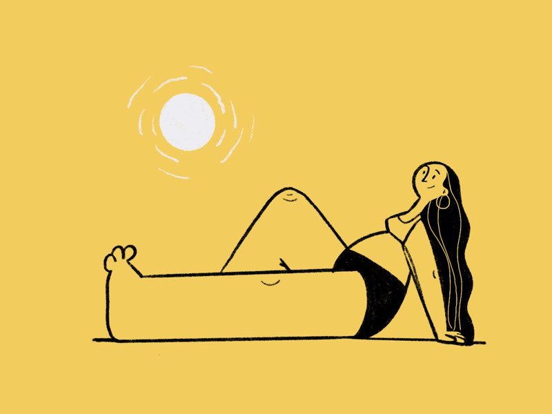 Sunbathing ๐ swimsuit bikini sunbathing illustration pose woman sun draw character