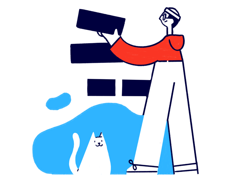 Build your roadmap blocks vector building cat illustration character design