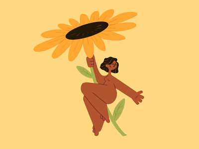 You are like a sunflower branding character design flat flower illustration sun woman