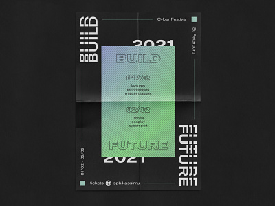 BUILD FUTURE cyber festival poster adobe illustrator design figma poster typography