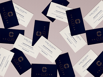 Chatburn Group Business Cards blue bold branding collateral elegant foil identity logo mark
