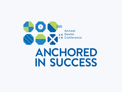 Anchored in Success aquatic blue brand concept flags logo sail