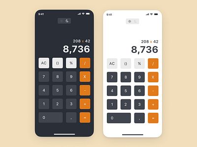 Calculator Dark & Light Mode app branding calculator design logo mobile app ui ux
