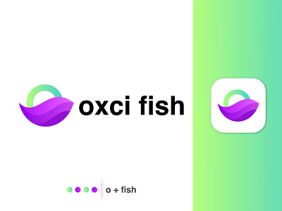 Oxci Fish Logo Design, Abstract O, Fish abstract app logo brand brand identity business colorful logo ecommerce financial gradient letter o logo design mark modern o online store shop simple startup
