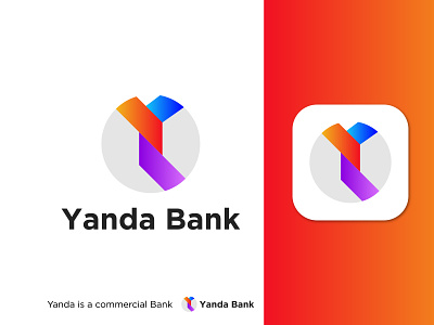 Yanda Bank Logo Design, app logo bank logo brand identity branding business logo commercial logo company creative design digital agency gradient logo mark marketing logo modern logo modern y simple startup