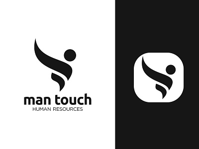 man touch human resources logo design