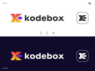 Letter k +Code +arrow combination logo