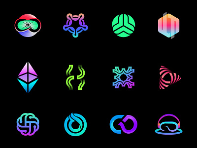 Logo collection 12 bitcoin blockchain brand identity crypto cryptocurrency ecommerce ethereum finance letter logo metaverse music logo nft logo nfts marketplace properties real estate technology token trading virtual reality