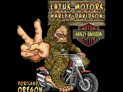 Sasquatch design on motorcycle for Latus Motors, Harley-Davidson