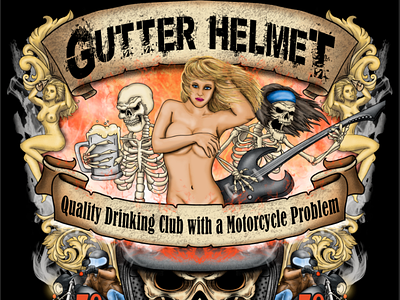 Design for a motorcycle bar, "Gutter Helmet"