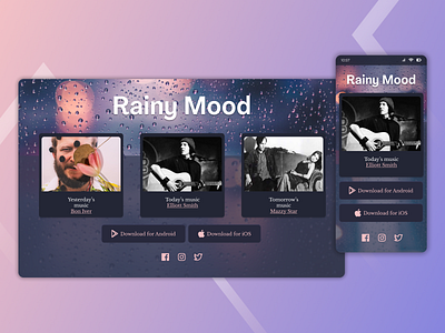 make it rain | ui design for daily curated rainy mood music