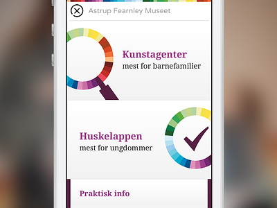 Kunstporten app menu app application exhibitions iphone menu museum navigation
