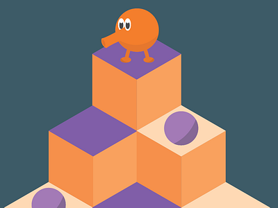 Qbert design flat games qbert retro