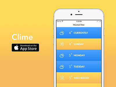 Clime app design ios mockup ui ux