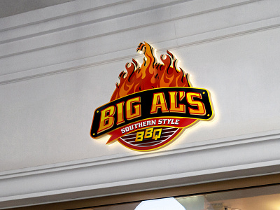 Big Al's BBQ logo 3d bbq logo brand identity branding creative design creative logo food logo illustration logo logo design restaurant logo southern style bbq