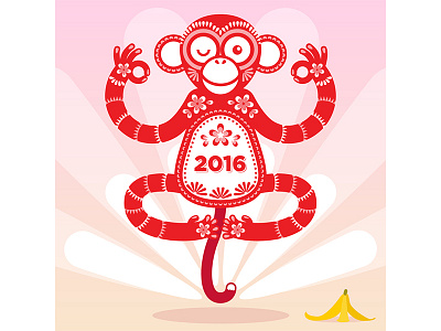 Year of the Monkey ai icon illustration illustrator vector