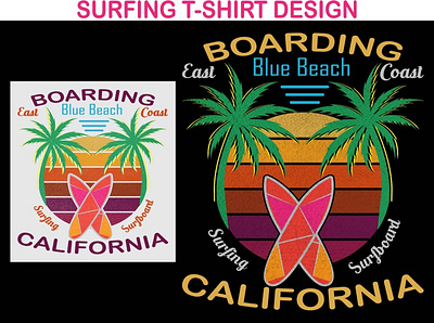 Surfing T-Shirt Design beach california design graphic design illustration summer surfing t shirt