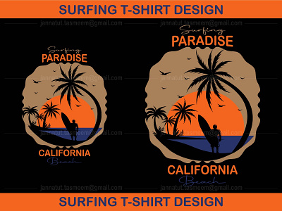 Surfing T-Shirt Design beach california design graphic design surfing t shirt typography