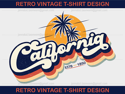 Retro Vintage T-Shirt Design california design graphic design retro t shirt typography vintage