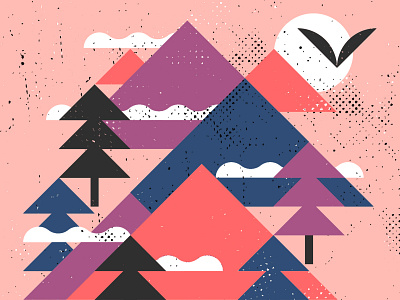 Landscape canada forest illustraion illustration minimal printmaking screen print texture vector