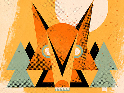 Coyote coyote design illustration minimal path printmaking screen print texture