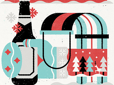 Asahi Christmas Card asahi beer beer art canada christmas design illustration minimal printmaking snow winter
