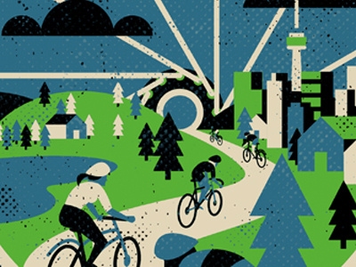 Ontario By Bike bicycle canada cycling design illustration minimal minimalist printmaking screen print texture vector