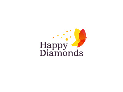 Happy diamonds branding buterfly children company diamonds happy jewelry logo smile yellow