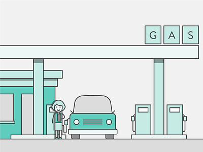 The Land of Teal car gas gas pump gas station illustration line teal