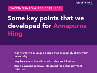 Some key points that we developed for Annapurna Hing branding creativeagency design jaraware jarawareinfosoft mobileapp wedevelop