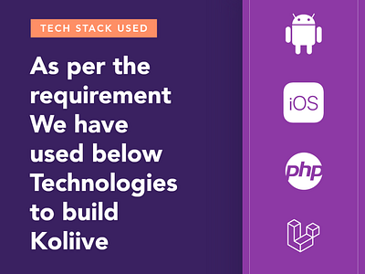 We've used below technologies to build Koliive eCommerce app branding illustration iosandroid jaraware jarawareinfosoft koliive mobileapp ui ux