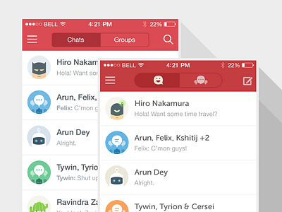 Navigation bar explorations app chat communication free groups ios messenger mobile nav bar navigation sms text
