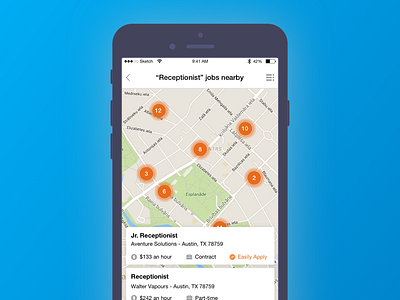 Browse jobs cards ios job search jobs map mobile ui
