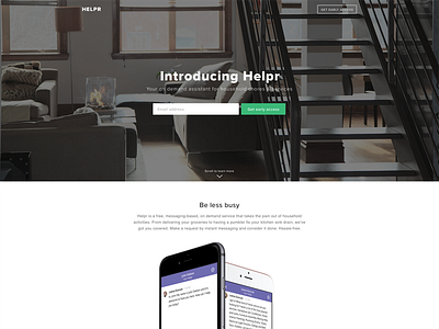 Helpr Landing Page android app flat interface iphone landing page mobile on demand ui ux web