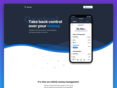 Xpender Landing Page app bank fintech ios landing page mobile money personal finance tracker ui ux