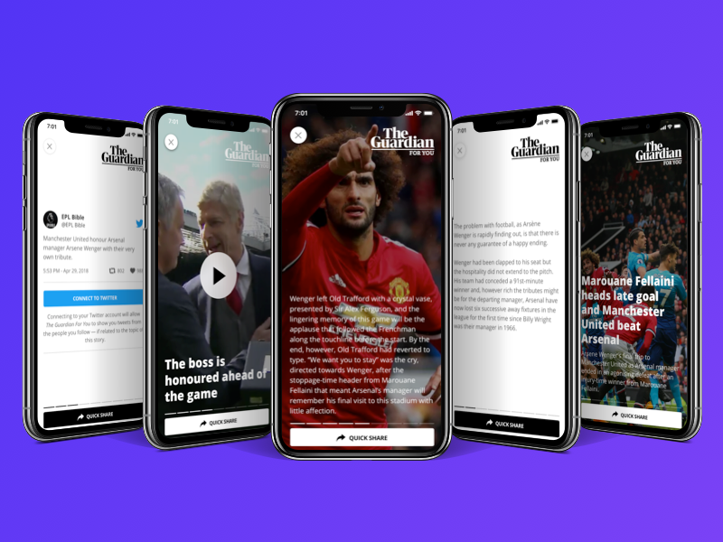 The Guardian For You: a new mobile experience newspaper media ux sketch modern mobile social app news clean ui guardian