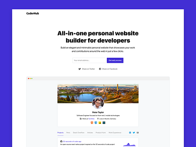 CoderHub | All-in-one personal website builder for developers