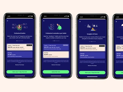 Tangerine - Subscribe app card clean free trial habit illustration interface ios journal minimal mobile modal mood subscribe subscription tracker ui ux