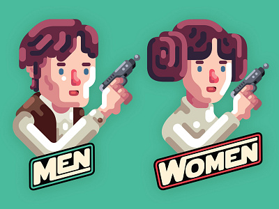 Han Solo & Leia restroom signs adobe illustrator geek illustration nerd signs star wars vector