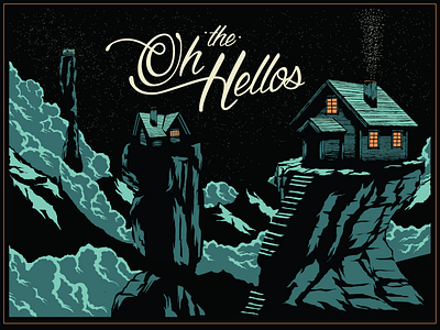 Final Artwork for the Oh Hellos band houses illustration music poster rock stars vector