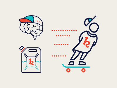 Kintigo Icon Set brain icon illustration illustrator kintigo skateboard vector water