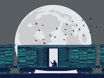 Last Train Home design gig graphic illustration moon poster train vector