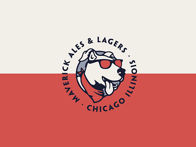 Ol' Maverick badge bandana beer branding brewery chicago dog identity illustration logo sunglasses