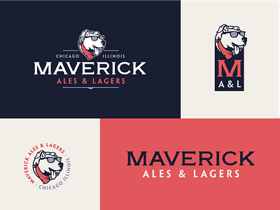 Maverick Ales and Lagers beer brewery chicago dog identity illustration label lettering logo shirt type