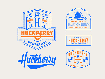 Huckberry Explorations apparel badge branding crest design identity illustration logotype script shirt type typography